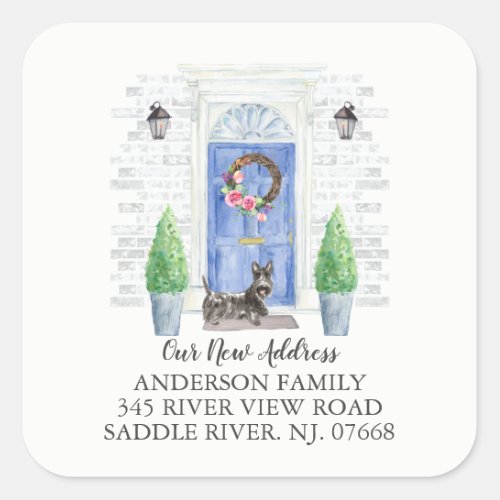 Scottish Terrier Blue Door New Address Label