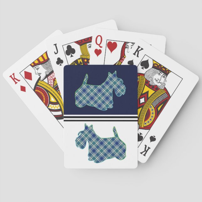Scottish Terrier Blue Plaid Poker Cards (Back)