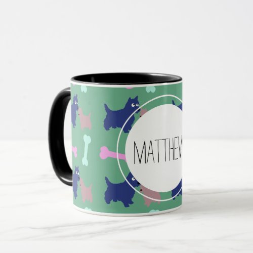 Scottish Terrier Bones Monogram Name Combo Mug