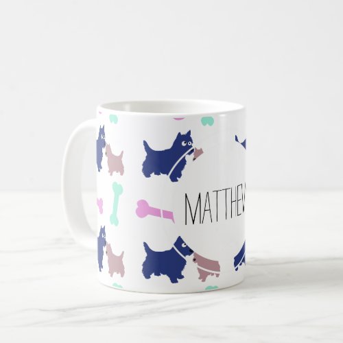 Scottish Terrier Bones Monogram Name Mug