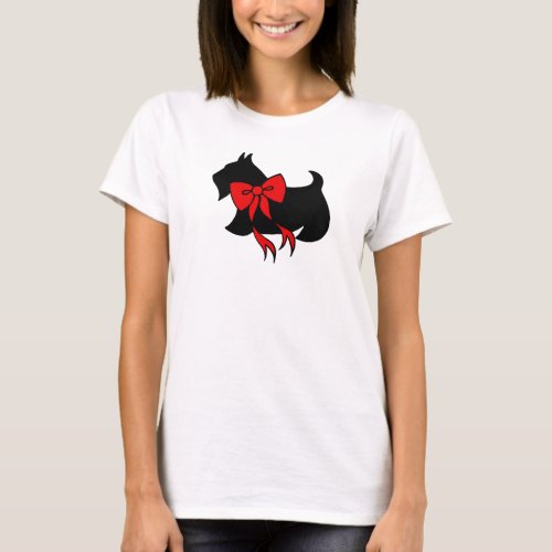 Scottish Terrier Bow Christmas Nightgown T Shirt