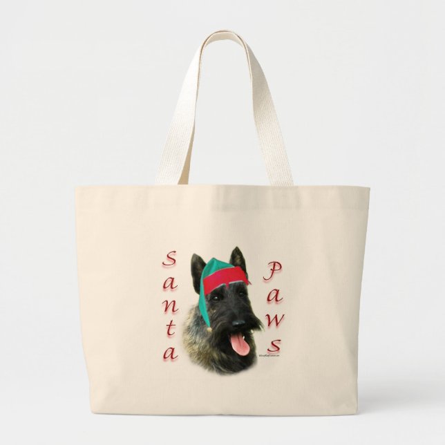 Scottish Terrier (brindle) Santa Paws Large Tote Bag (Front)