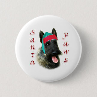 Scottish Terrier (brindle) Santa Paws Pinback Button