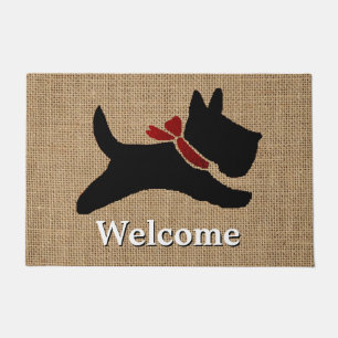 Scottish Terrier Burlap Personalize Doormat
