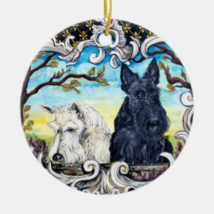Scottish Terrier Cartouche Ceramic Ornament