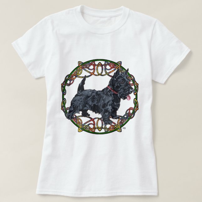 Scottish Terrier Celtic Design T-Shirt (Design Front)