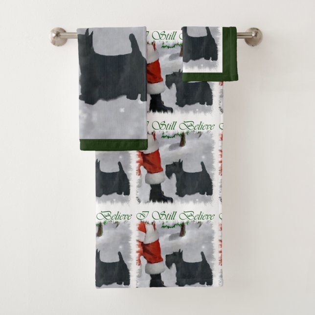 Scottish Terrier Christmas Bath Towel Set (Insitu)