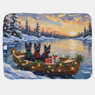 Scottish Terrier Christmas Boat Holiday Baby Blanket