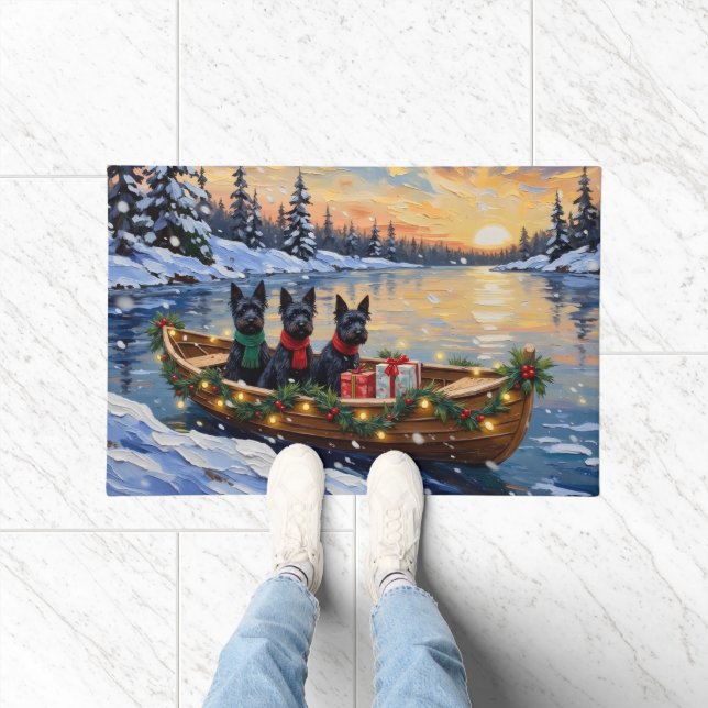 Scottish Terrier Christmas Boat Holiday Doormat (Indoor)