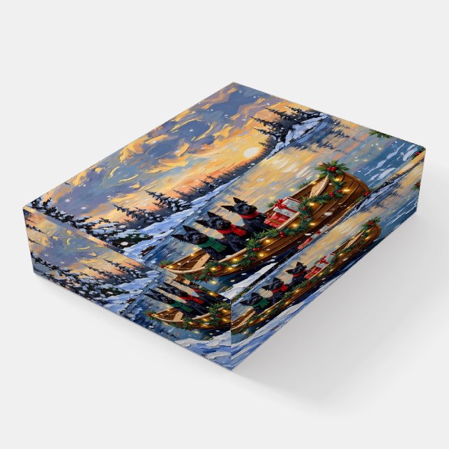 Scottish Terrier Christmas Boat Holiday Paperweight (Angled)