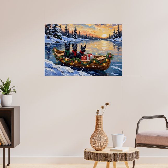 Scottish Terrier Christmas Boat Holiday Poster (Living Room 3)