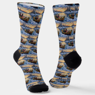 Scottish Terrier Christmas Boat Holiday Socks