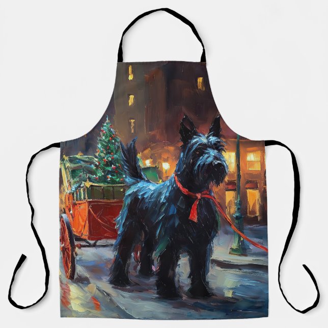 Scottish Terrier Christmas Festive Season  Apron (Front)