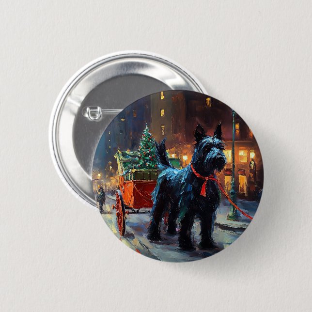 Scottish Terrier Christmas Festive Season  Button (Front & Back)