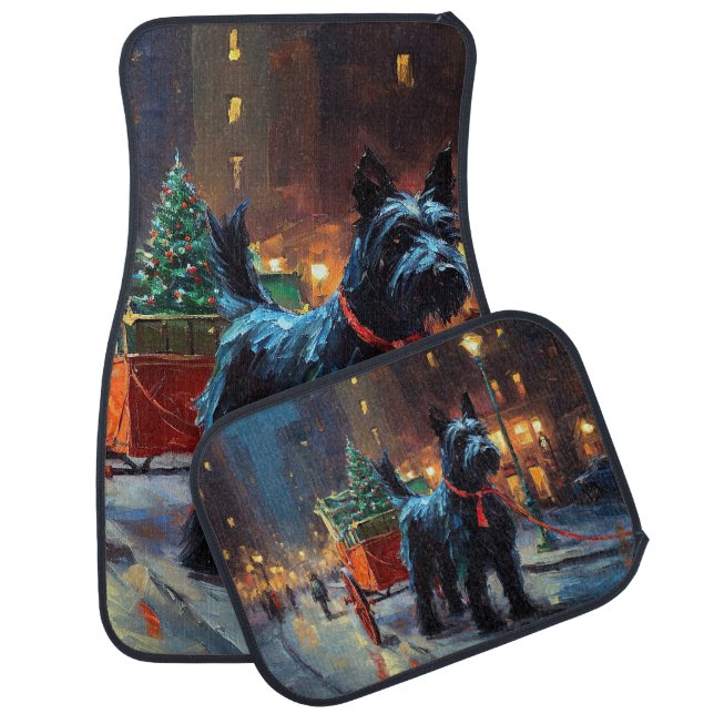 Scottish Terrier Christmas Festive Season  Car Floor Mat (Set)
