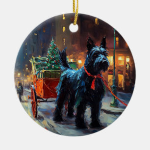 Scottish Terrier Christmas Festive Season Ceramic Ornament