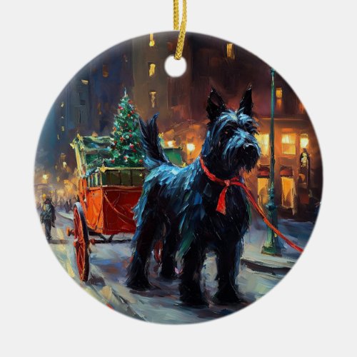 Scottish Terrier Christmas Festive Season  Ceramic Ornament