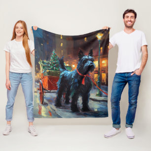 Scottish Terrier Christmas Festive Season Fleece Blanket