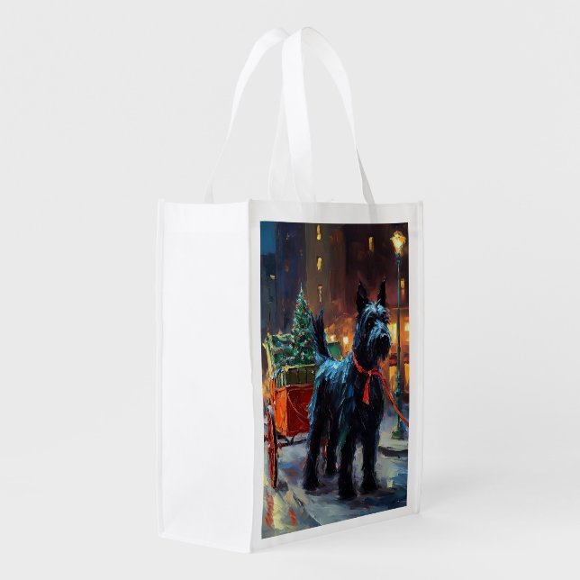 Scottish Terrier Christmas Festive Season  Grocery Bag (Back Side)