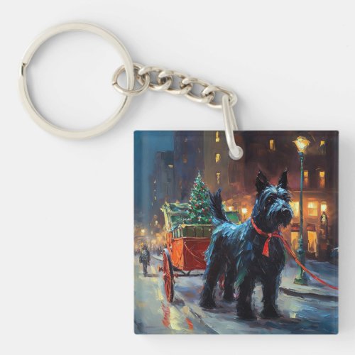 Scottish Terrier Christmas Festive Season  Keychain