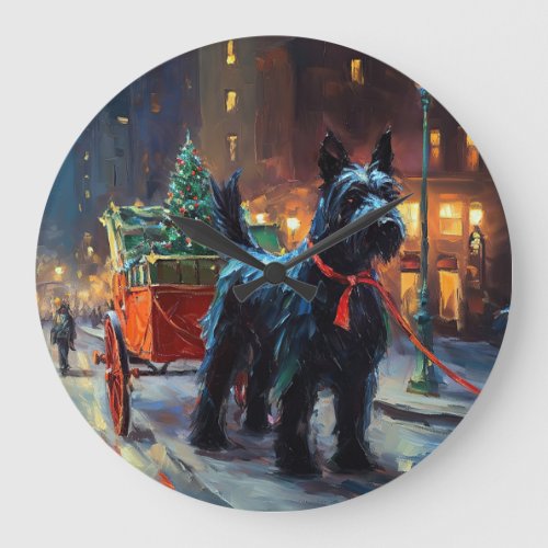 Scottish Terrier Christmas Festive Season  Large Clock