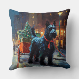 Scottish Terrier Christmas Festive Season Throw Pillow