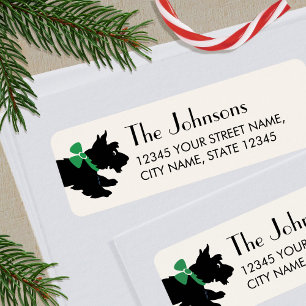 Scottish Terrier Christmas Green Return Address Label