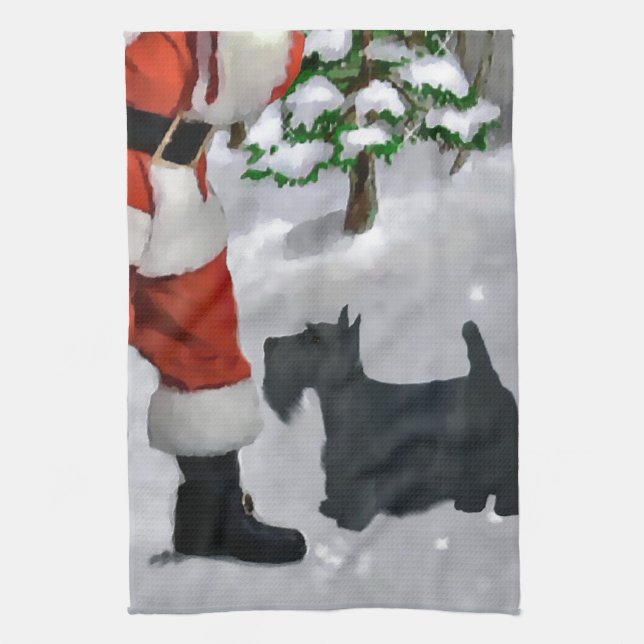 Scottish Terrier Christmas Kitchen Towel (Vertical)