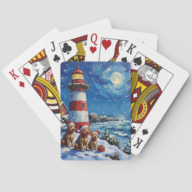 Scottish Terrier Christmas Lighthouse Holiday Poker Cards (Back)