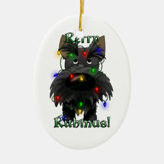 Scottish Terrier - Christmas Lights Ceramic Ornament
