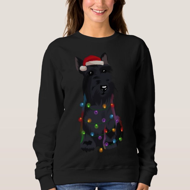 Scottish Terrier Christmas Lights Xmas Dog Lover Sweatshirt (Front)