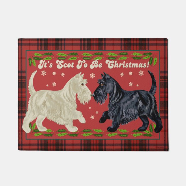 Scottish Terrier Christmas mat (Front)