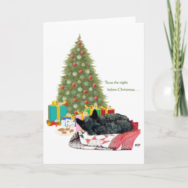 Scottish Terrier Christmas Nap Holiday Card (Front)