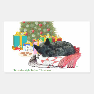 Scottish Terrier Christmas Nap Rectangular Sticker