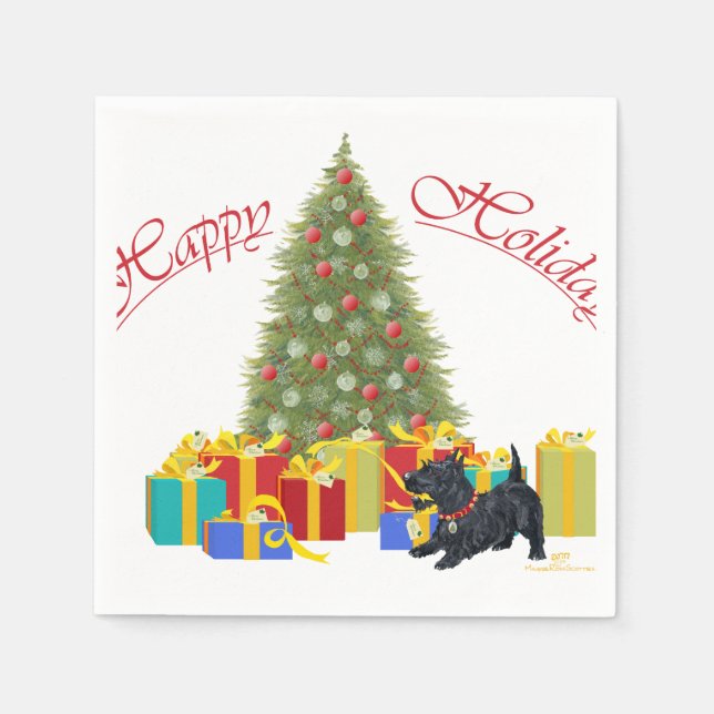 Scottish Terrier Christmas Napkins (Front)