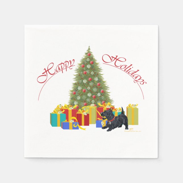 Scottish Terrier Christmas Napkins (Front)