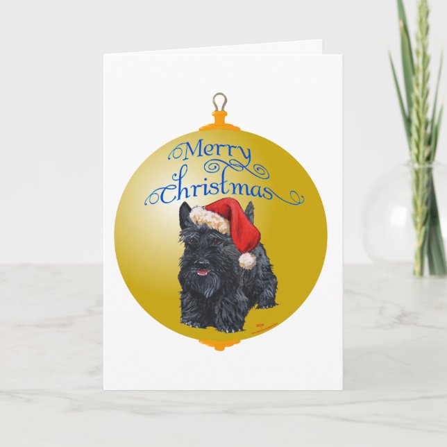 Scottish Terrier Christmas Ornament Holiday Card (Front)