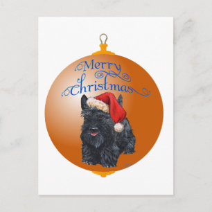 Scottish Terrier Christmas Ornament Holiday Postcard