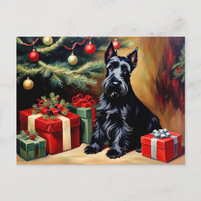 Scottish Terrier Christmas Postcard (Front)
