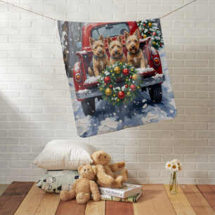 Scottish Terrier Christmas Red Truck Holiday Baby Blanket