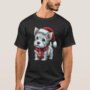 Scottish Terrier Christmas Santa Hat Dog Scottie L T-Shirt
