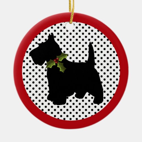Scottish Terrier Christmas Scottie Dog Ceramic Ornament