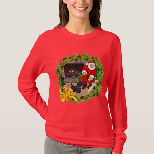 Scottish Terrier Christmas T-Shirt (Front)