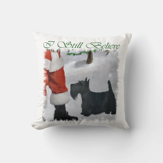 Scottish Terrier Christmas Throw Pillow (Front)
