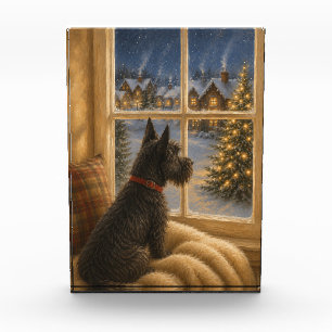 Scottish Terrier Christmas Window Magic Photo Block