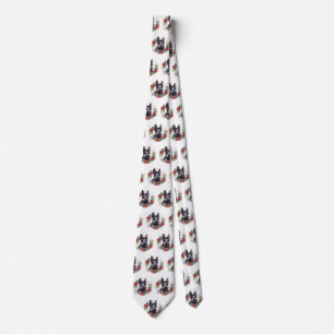 Scottish Terrier Christmas Wreath Festive Pup  Neck Tie
