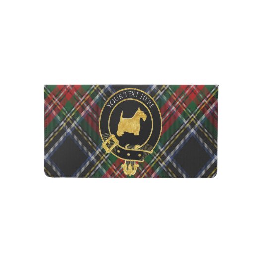 Scottish Terrier Clan Crest Tartan Checkbook Cover (Front)