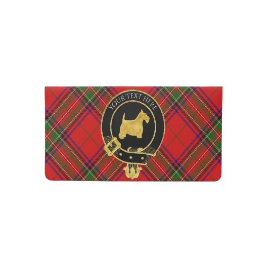 Scottish Terrier Clan Crest Tartan Checkbook Cover (Front)