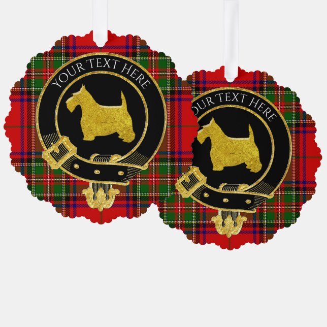 Scottish Terrier Clan Crest Tartan Ornament Card (Front/Back)