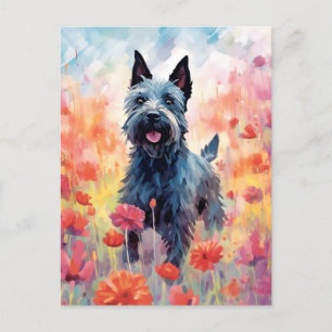 Scottish Terrier colorful watercolor artwork Postcard